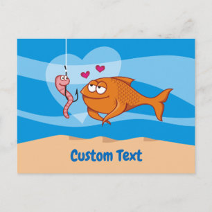 Poisson et appât en amour Carte postale