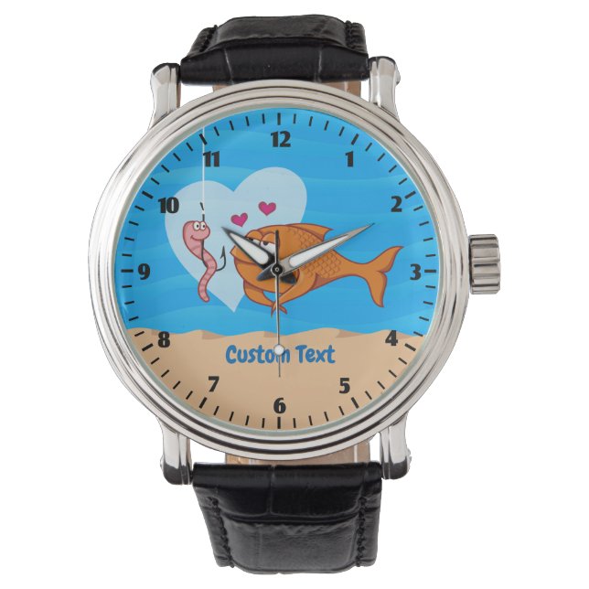 Poisson et appât en amour Montre poignet (devant)