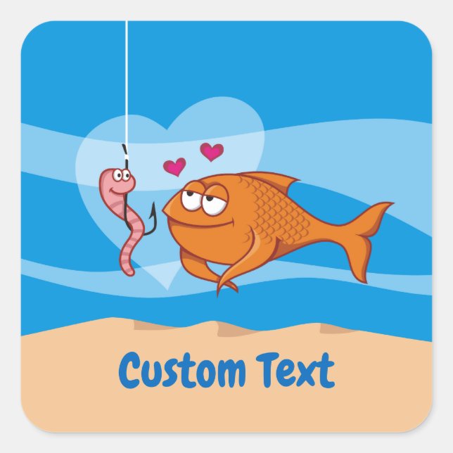 Poisson et appât en amour Sticker Carré (Devant)