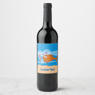 Poisson et appât en amour Vin Étiquette