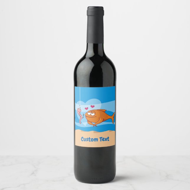 Poisson et appât en amour Vin Étiquette (Devant)