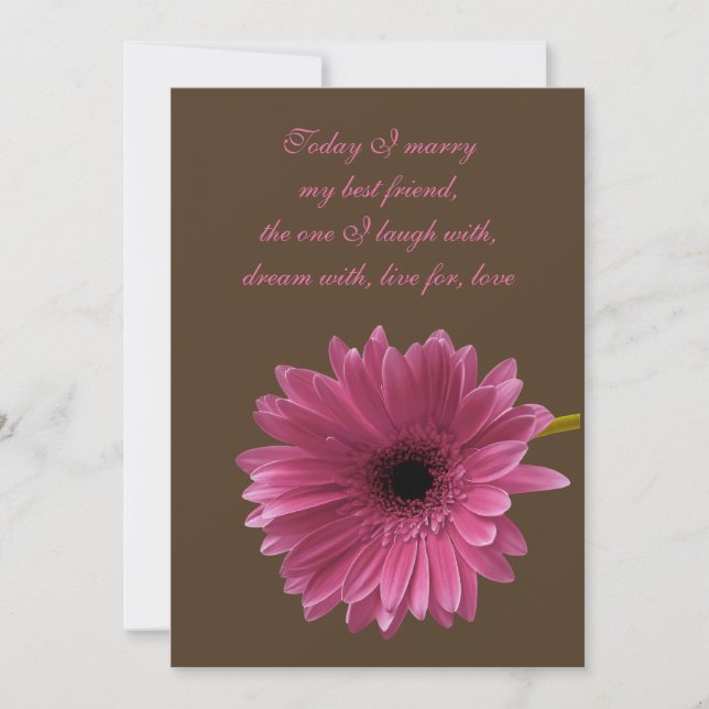 Poisson Gerbera Rose Avec Faire-part de mariage Br (Devant)