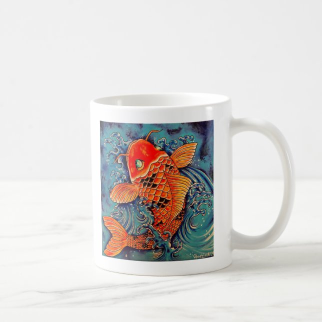 "Poisson Koi" Art Orange Koi dans Mug Café en Eau  (Droite)