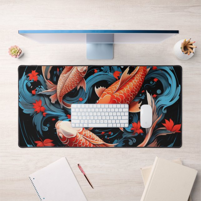 Poisson Koi artistique avec base noire (Bureau 1)