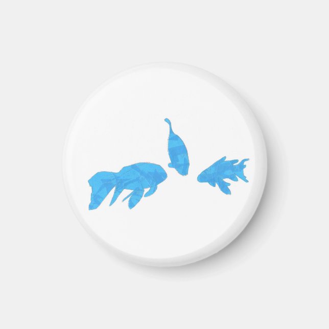 Poisson koi en bleu, magnets abstraits (Devant)
