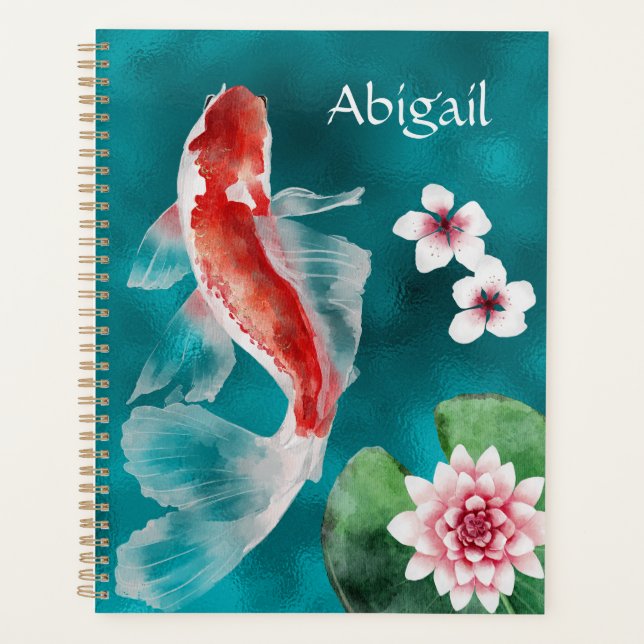 Poisson Koi japonais personnalisé, fleurs de ceris (Devant)