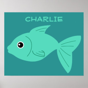 Poisson mignon affiche de nom personnalisé