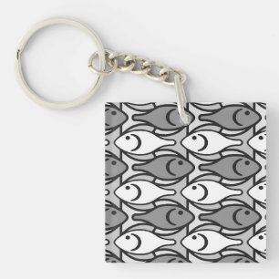 Poisson moderne du milieu du siècle, gris, blanc e