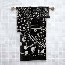 Poisson Motif Fantaisiste Bohème Noir Et Blanc