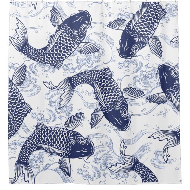 POISSON MOTIF JAPONAIS DANS LE Rideau DE DOUCHE D' (Devant)