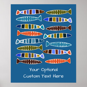 Poisson Motif personnalisé texte et affiche couleu