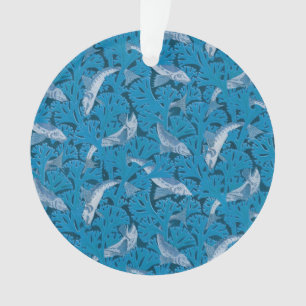 Poisson Nage d'algues Coral Bleu Vintage Classique