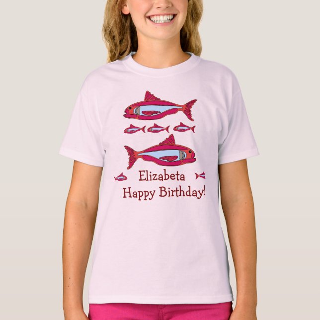 Poisson Rouge Pour Enfants T-shirt Joyeux Annivers (Devant)