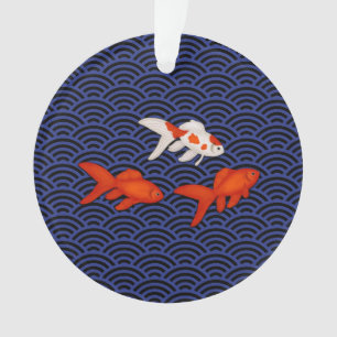 Poisson rouge sur Seigaiha Wave Motif japonais cha