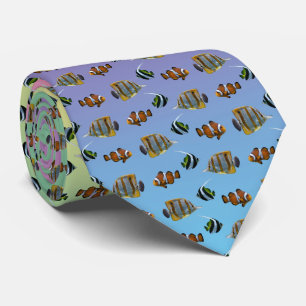 Poisson Tropical Cravate française double face (ar