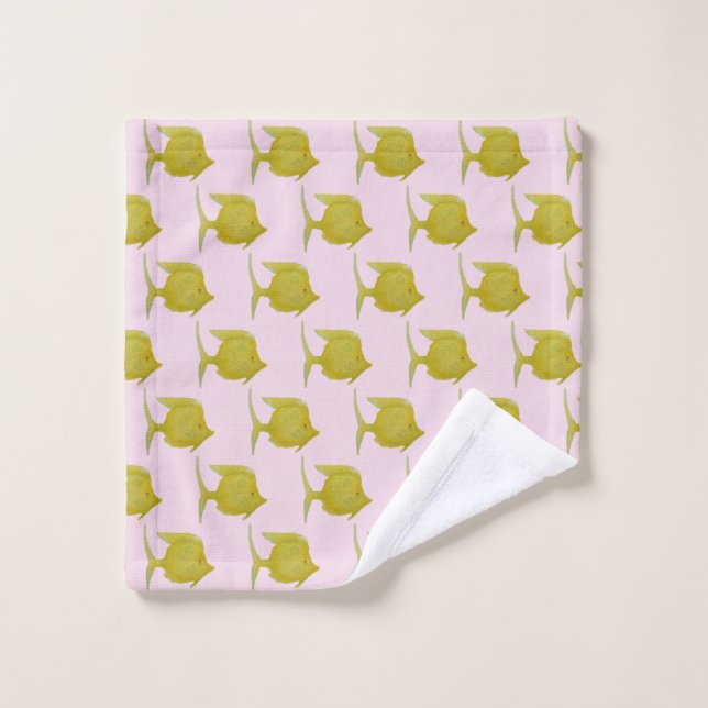 Poisson Tropical Jaune Rose (Gant de toilette)