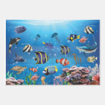 Poisson tropical nageant Bassin de mer Papier