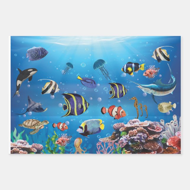 Poisson tropical nageant Bassin de mer Papier (Devant)