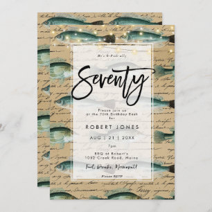 Poisson vintage 70e anniversaire invitation