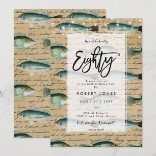 Poisson vintage 80e anniversaire invitation