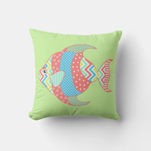Poisson Whimsical coloré Coussin extérieur