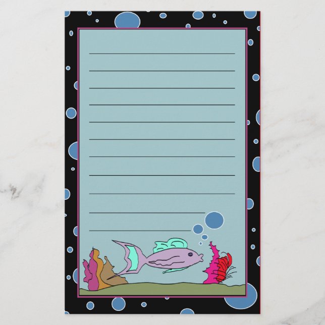 Poissons avec la papeterie rayée par frontière de (Devant)