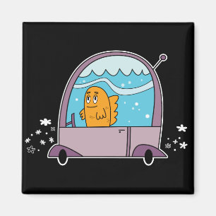 Poissons conduisant une voiture - aimant