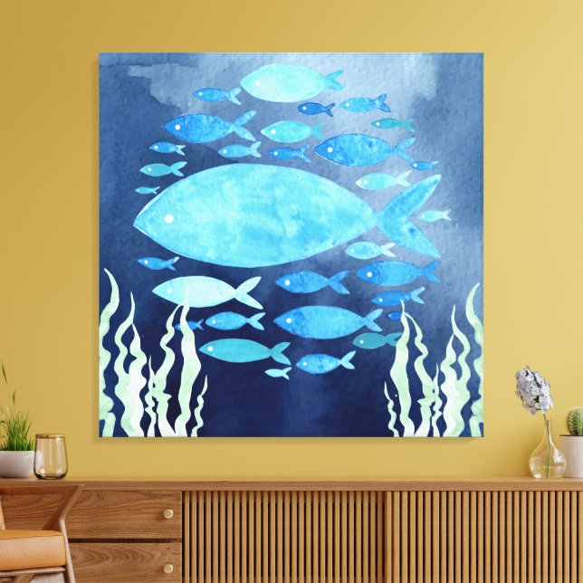 Poissons Dans La Mer Ttoile Étendue Impression (Insitu(Salon))