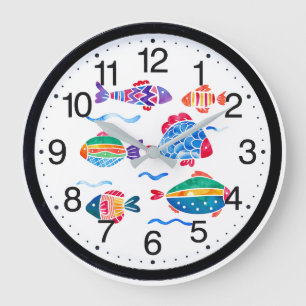 Poissons nageants horloge de salle de bain mignonn