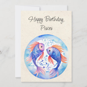 Poissons Poissons Zodiac Aquarelle Carte Plat Anni