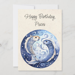Poissons Poissons Zodiac Aquarelle Carte Plat Anni