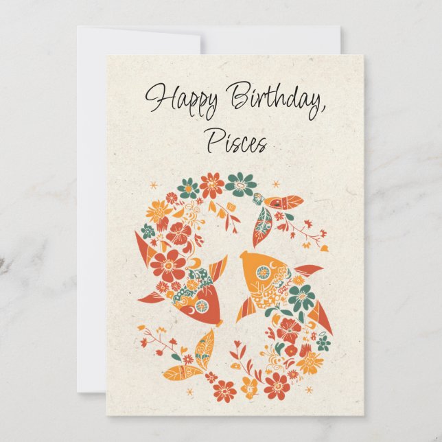 Poissons Poissons Zodiac Floral Carte d'Anniversai (Devant)