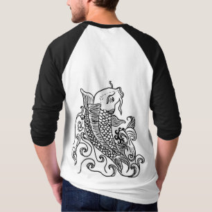 Poissons raglans de koi de T-shirt de la douille