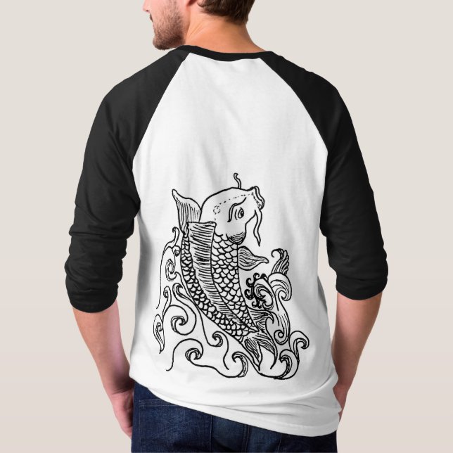 Poissons raglans de koi de T-shirt de la douille (Dos)
