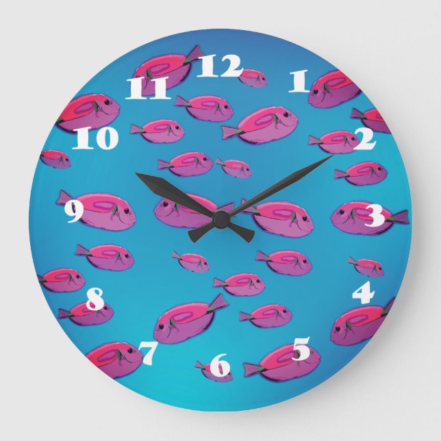 Poissons roses Horloge murale (Recto)
