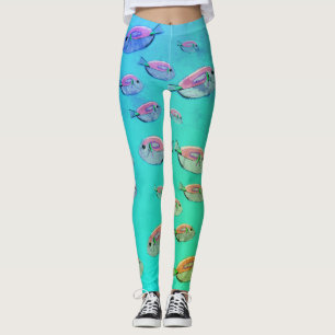 Poissons tropicaux en mer art Leggings d'été