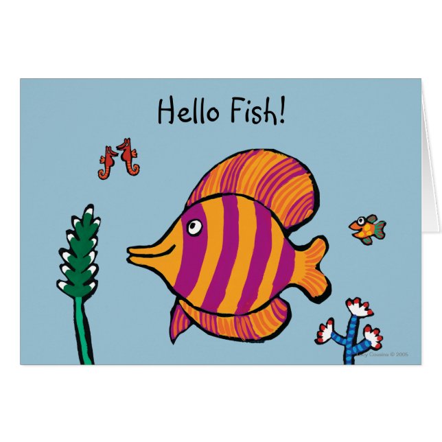 Poissons tropicaux orange et violet avec hippocamp (Devant horizontal)