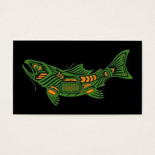 Poissons verts d'esprit de Haida sur le noir