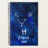 Poissons Zodiac Constellation Bleu Galaxie Monogra