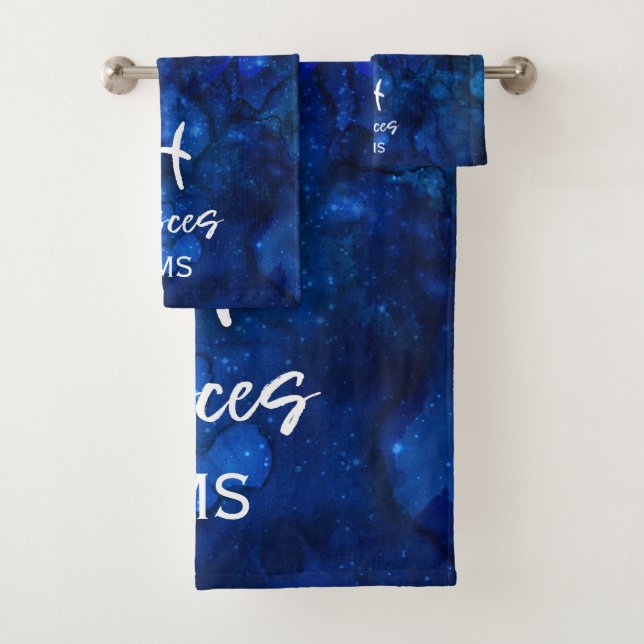 Poissons Zodiac Constellation Bleu Galaxie Monogra (En situation)