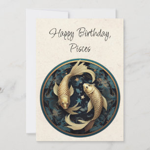 Poissons Zodiac minimaliste carte plat d'anniversa