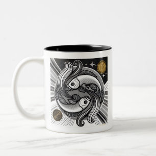 Poissons Zodiac Mug café noir et blanc
