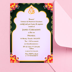 Poite Janeu Upanayanam Hindu Holy Thread Blue Gold Einladung