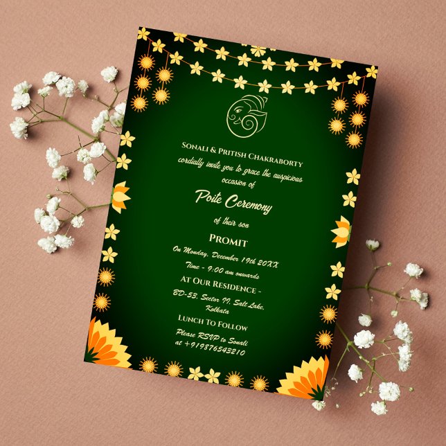 Poite Janeu Upanayanam Hindu Holy Thread Floral Einladung (Von Creator hochgeladen)