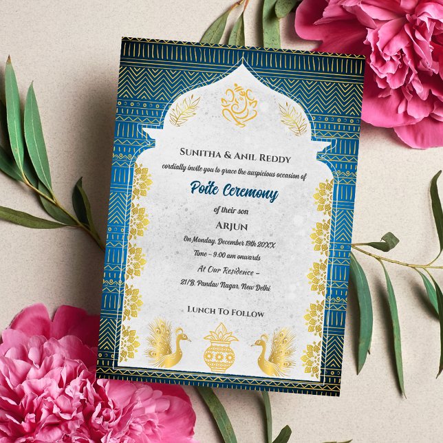 Poite Upanayanam Hindu Holy Thread Janeu Zeremonie Einladung (Von Creator hochgeladen)