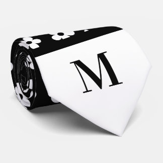 Poitrine blanche et noire Monogramme cravate
