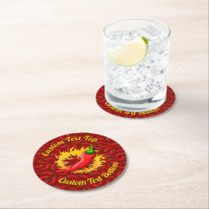 Poivre chaud avec Dessous de verre en papier rond 