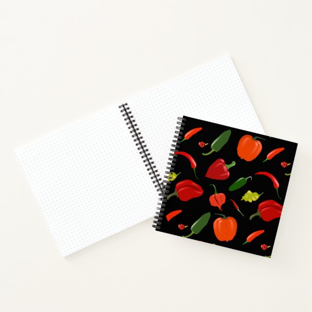 Poivrons épicés Carré noir Carnet (Intérieur)