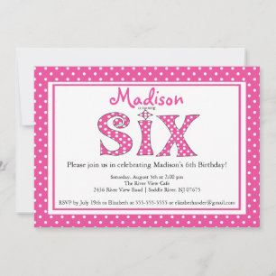 Poka Dot Alphabet sixième invitation à la fête d'a