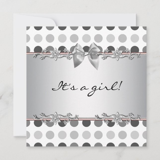 Poka Dot Baby Girl Douche Invitations (Devant)